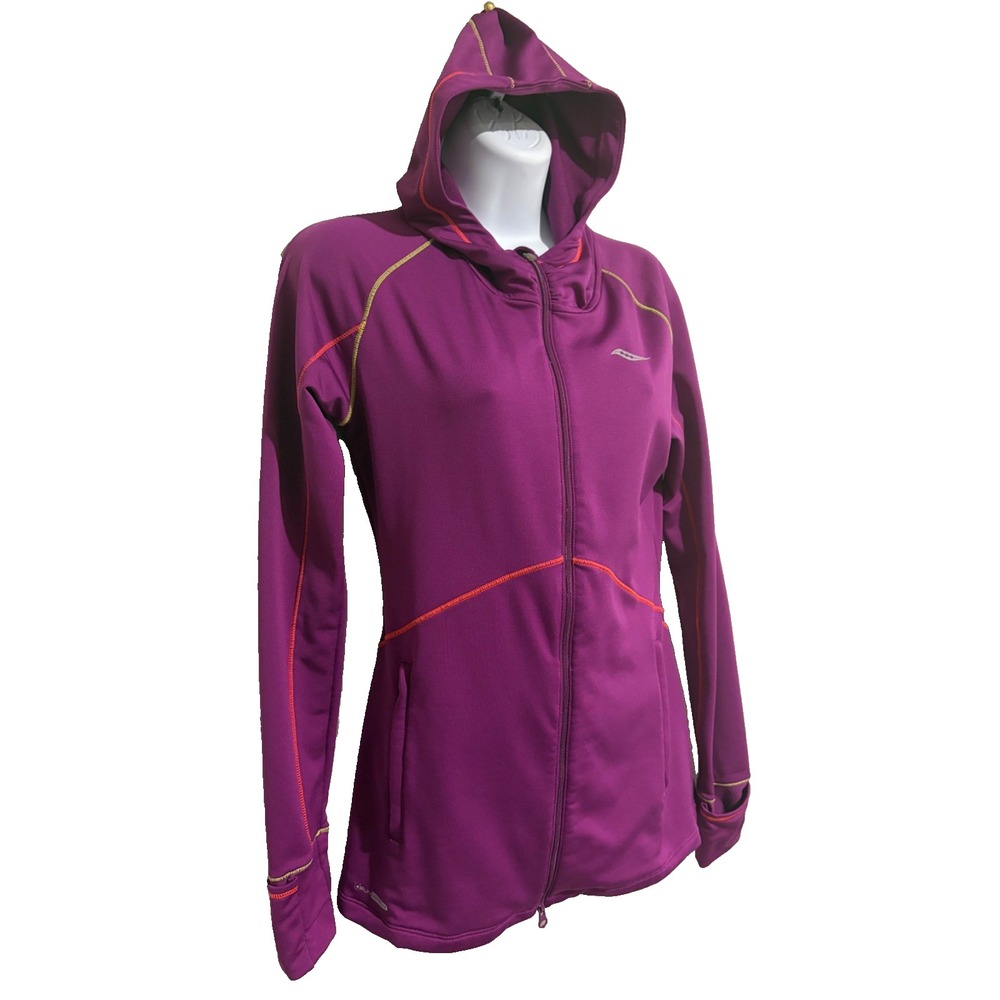 Saucony Purple Zip Up Hoodie~Womens M~Running Jacket Activewear Zip Pockets